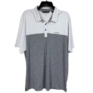 Men's Travis Matthew Polo Shirt Sz XL Gray White Golf Casual Preppy Lightweight